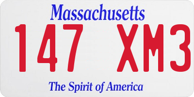 MA license plate 147XM3
