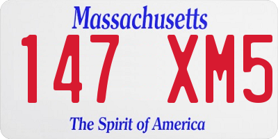 MA license plate 147XM5
