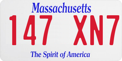 MA license plate 147XN7