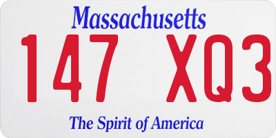 MA license plate 147XQ3