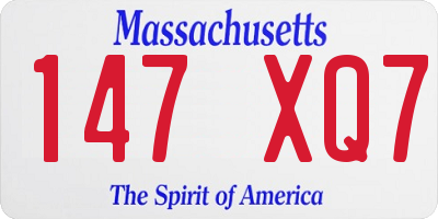 MA license plate 147XQ7