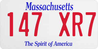 MA license plate 147XR7