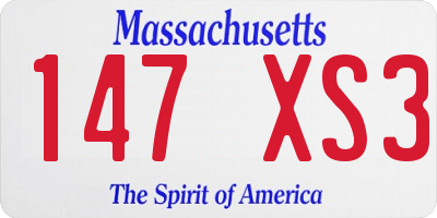 MA license plate 147XS3