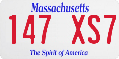 MA license plate 147XS7