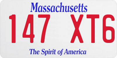 MA license plate 147XT6