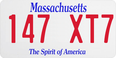 MA license plate 147XT7