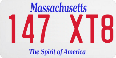 MA license plate 147XT8