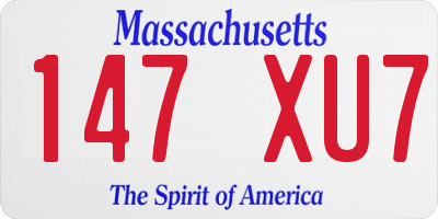 MA license plate 147XU7