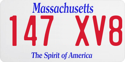 MA license plate 147XV8