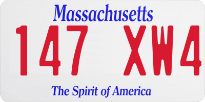 MA license plate 147XW4
