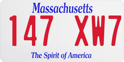 MA license plate 147XW7