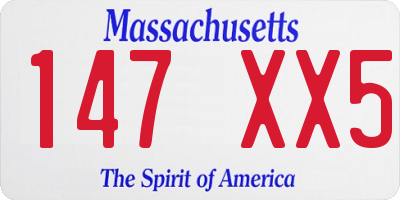 MA license plate 147XX5