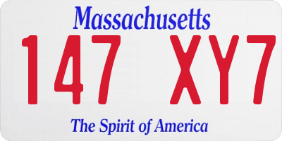 MA license plate 147XY7