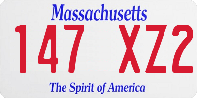 MA license plate 147XZ2