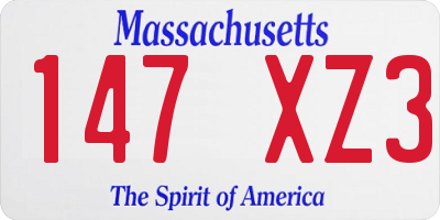 MA license plate 147XZ3