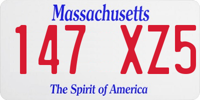 MA license plate 147XZ5