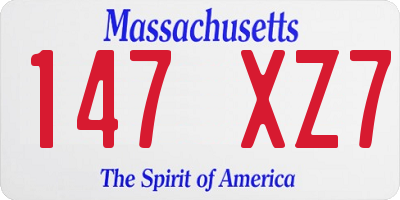 MA license plate 147XZ7