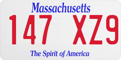 MA license plate 147XZ9
