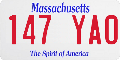 MA license plate 147YA0