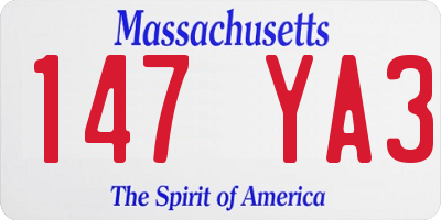 MA license plate 147YA3