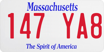 MA license plate 147YA8