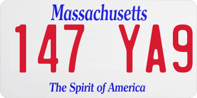 MA license plate 147YA9