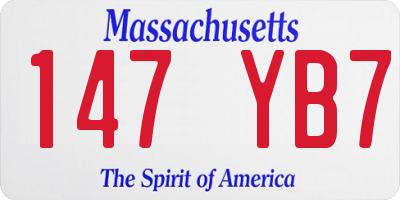 MA license plate 147YB7