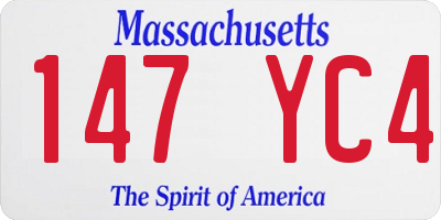 MA license plate 147YC4