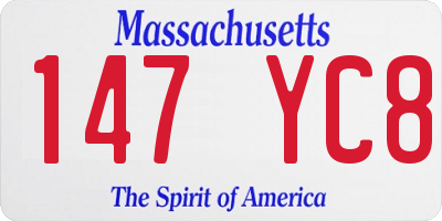MA license plate 147YC8
