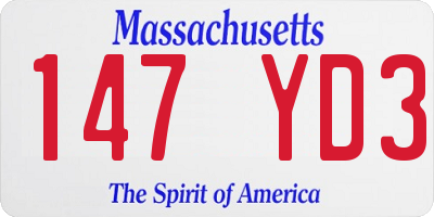 MA license plate 147YD3