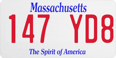 MA license plate 147YD8