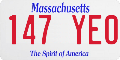MA license plate 147YE0