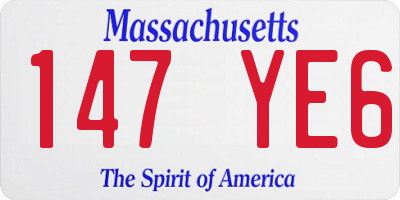 MA license plate 147YE6