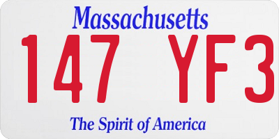 MA license plate 147YF3