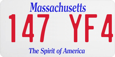 MA license plate 147YF4