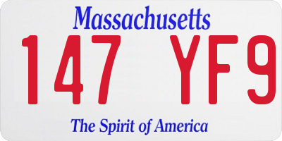 MA license plate 147YF9