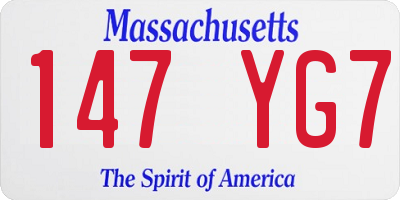 MA license plate 147YG7