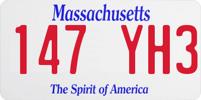 MA license plate 147YH3
