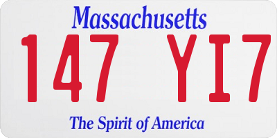 MA license plate 147YI7