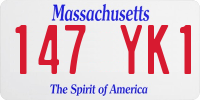 MA license plate 147YK1