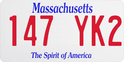 MA license plate 147YK2