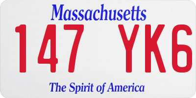 MA license plate 147YK6