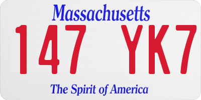 MA license plate 147YK7