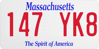 MA license plate 147YK8