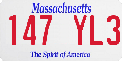 MA license plate 147YL3