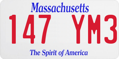 MA license plate 147YM3
