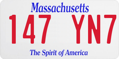 MA license plate 147YN7