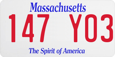 MA license plate 147YO3