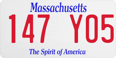 MA license plate 147YO5