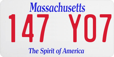 MA license plate 147YO7